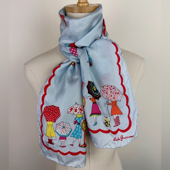 Lulu Guinness Accessories - Lulu Guinness Vintage "Umbrella's" Silk Scarf